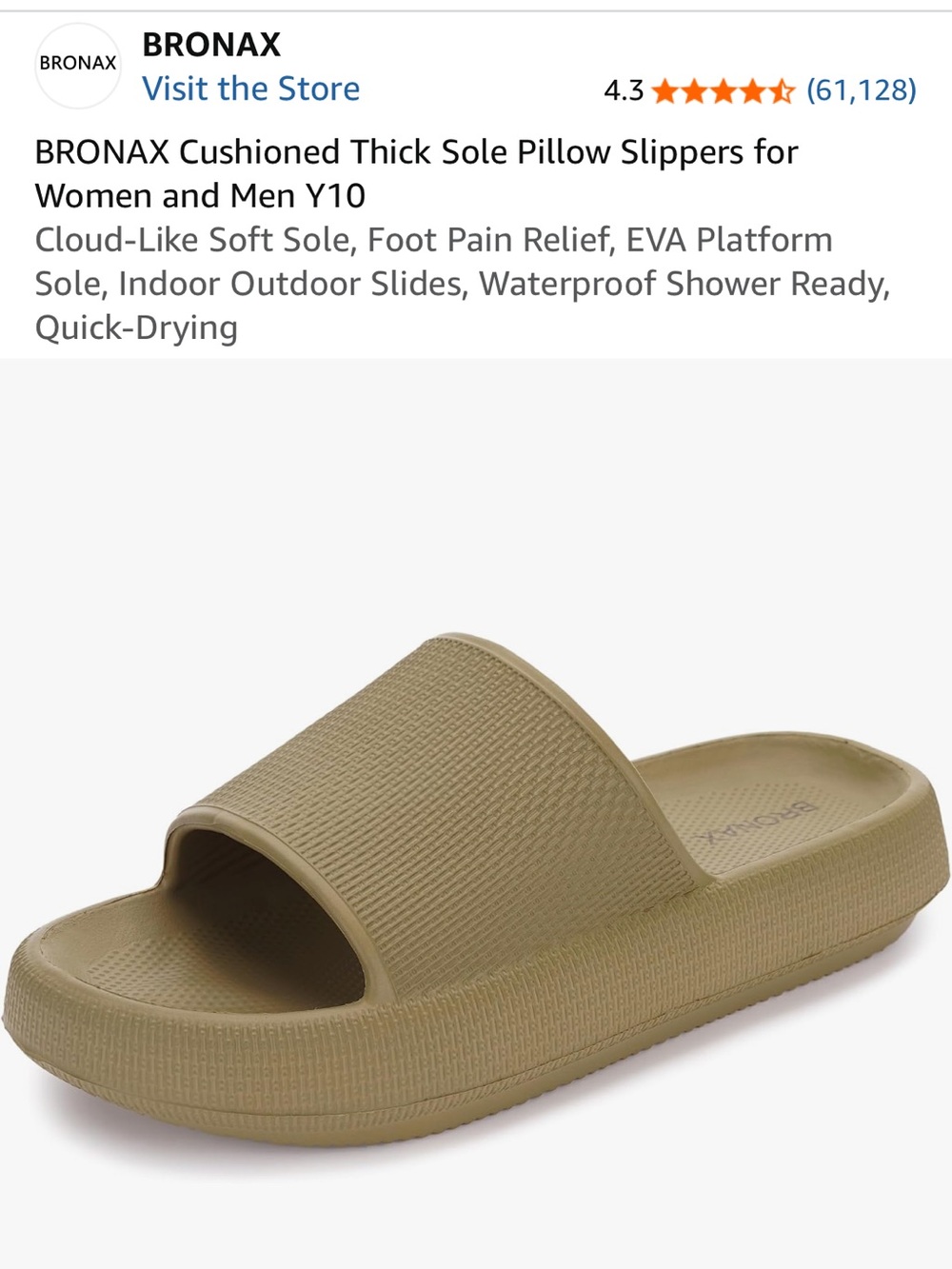 Cushioned Slide Sandals in Olive